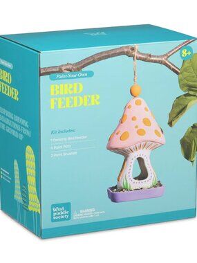 Mud Puddle Society Paint‑Your‑Own Mushroom Ceramic Bird Feeder